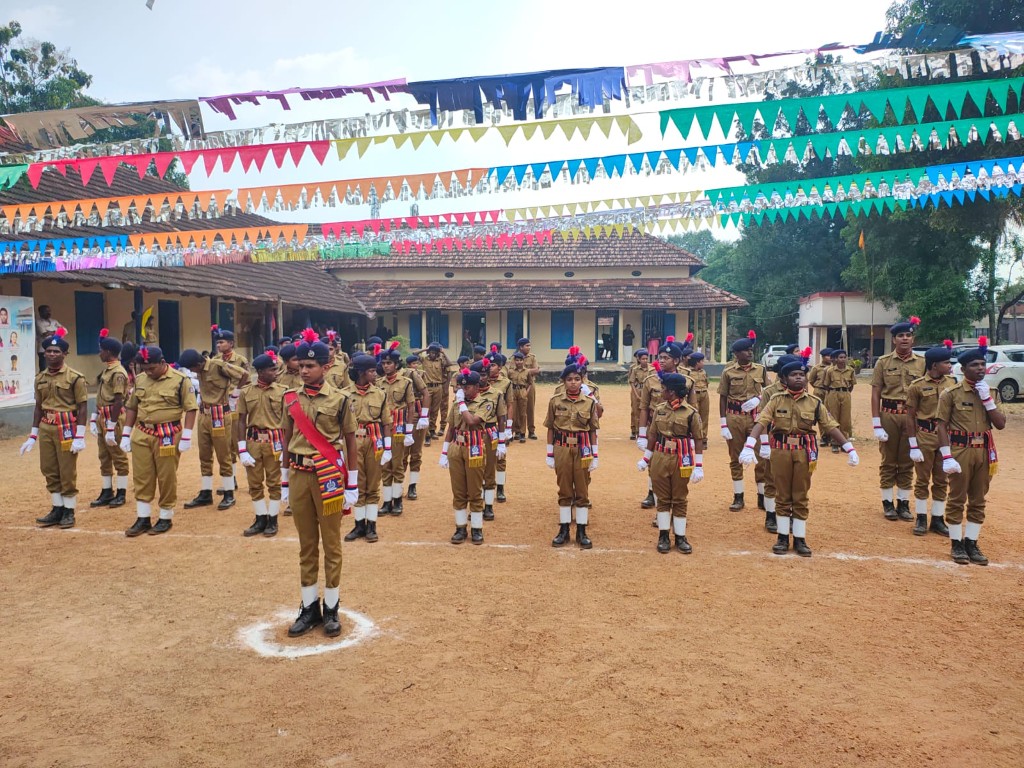 SPC cadets in formation at school campus
